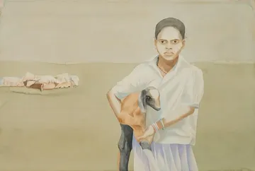 Untilted-1 by Raju Patel - Watercolor on paper