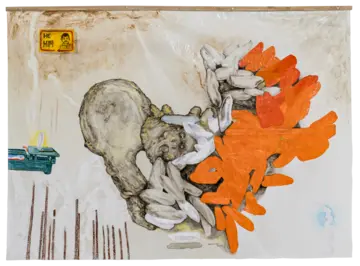 Anatomy of citizenship: Zipped (her) by Bharathesh G D - Enamel paint (oil) on polythene (PVS) sheet
