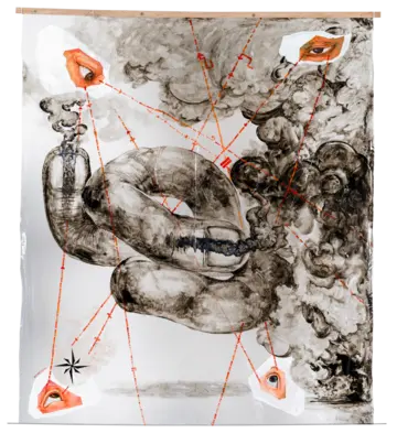 Around the way – All the ways by Bharathesh G D - Enamel paint (oil) on polythene (PVS) sheet