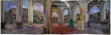 Beneath the arches echoes the live city by Joseph J Joseph - Oil painting on canvas