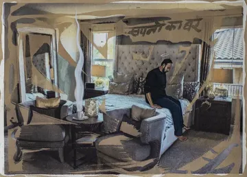 Black stars are shining very bright - VI, 1 by Abhishek Narayan Verma - Gouache and tea toning on hand-bleached inkjet prints
