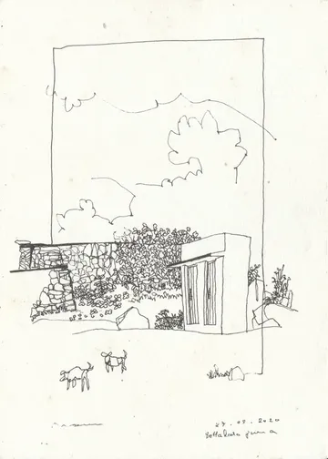Bettadasapura fort by Manushya - Pen and ink on paper