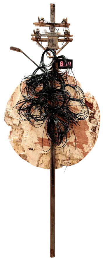 Street anatomy III by Nayanjyoti Barman - Plywood, wire, and digital meter