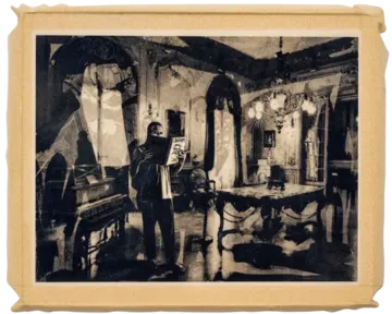 Black stars are shining very bright - VII, 8 by Abhishek Narayan Verma - Etching print printed on dental plaster