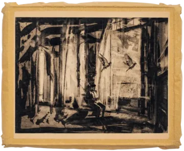 Black stars are shining very bright - VII, 30 by Abhishek Narayan Verma - Etching print printed on dental plaster