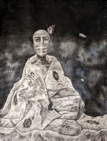 Open air isolation I by Navanshu Kumar - Charcoal and acrylic on paper