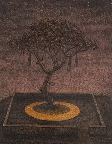 Untitled by Sumeshan K - Charcoal, pastel and acrylic on paper