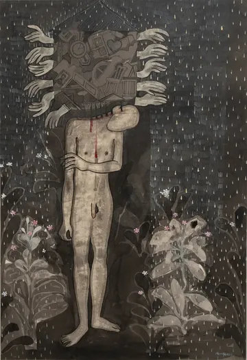 Responsibility by Anup Let - Acrylic on paper