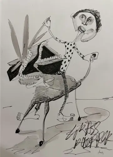 Grasshopper by Aditiya Singh - Ink and acrylic on paper