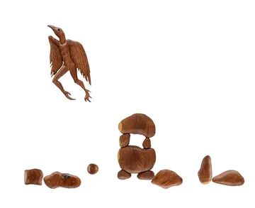 Mushroom rock (8 piece set) by Tapan Moharana - Teak wood