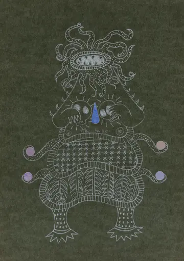 Chrome-born-bodies drawing 12 by Varnita Sethi - Chrome pen on acid-free handmade paper