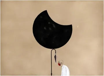 The moon bearer - A new saga II, 6 by Abhishek Narayan Verma - Gouache and tea toning on paper