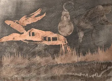 The caves 4 by Tapan Moharana - Mixed media on paper