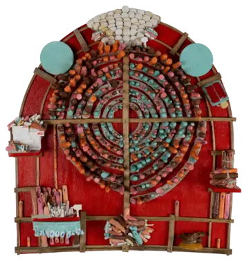 Parliament of pretexts by Bharathesh G D - Dental gypsum, Plywood, Bamboo
Clay, M'seal, thread, acrylic colour