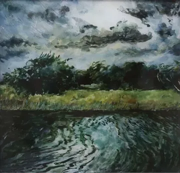 Ephemeral flow, 1 by Jyotismriti Bordoloi - Acrylic color on acrylic sheet (reverse)