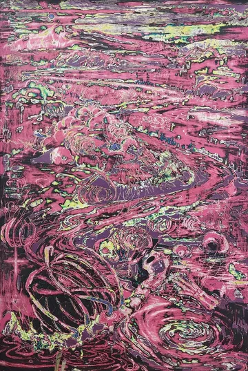 The dream by Akartha Halder - Multiple layers of acrylic distemper (house paint)