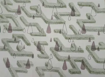 Inverted parachute by Bhavana Parakh - Graph sheet and colored pencils on handmade paper