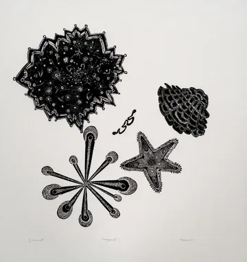 Arrangement series 5 by Avni Bansal - Linocut print on Kozo paper