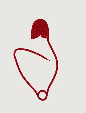 Safety pin, 4 by Anshu Singh - Beaded embroidery on paper