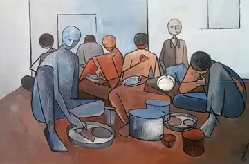 A feast by Kartik Tripathi - Acrylic on canvas