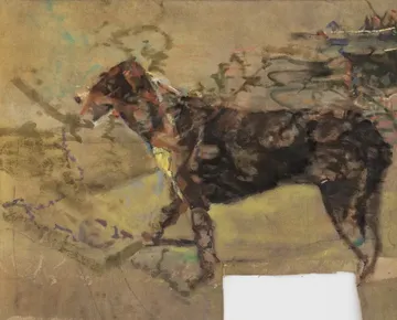 ‘Kovam (anger)’ by Nitheen Ramalingam - Acrylic, charcoal and synthetic dye on cloth