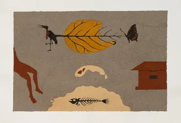 The last monarch 1 by Manjit Gogoi - Mixed media (construction waste on paper)