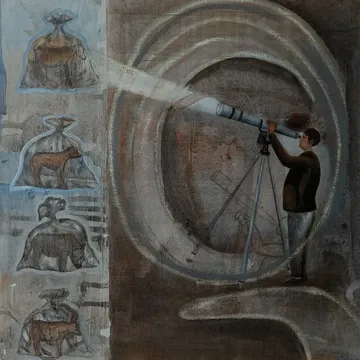 Re-vision by Raju Baraiya - Mixed media on paper