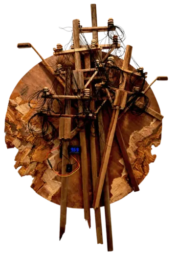 Street anatomy IV by Nayanjyoti Barman - Plywood, wire, and digital meter