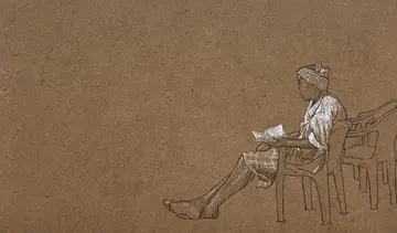 Unspoken resilience by Om Kumar - Pen on MDF board