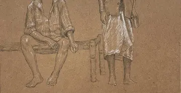 Unspoken resilience by Om Kumar - Pen on MDF board