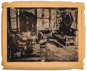 Black stars are shining very bright - VII, 14 by Abhishek Narayan Verma - Etching print printed on dental plaster