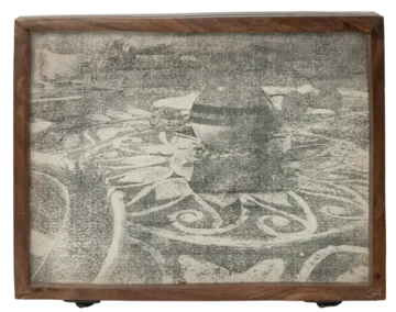 এখেনা অস্পষ্ট Still unclear, 10 by Anup Let - Photography and writing transfer, wooden box on acid-free paper