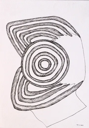 D-3-5 by Preksha Tater - Pen and color on paper 