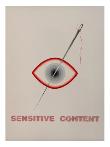 Sensitive content by Anshu Singh - Embroidery and watercolor on paper