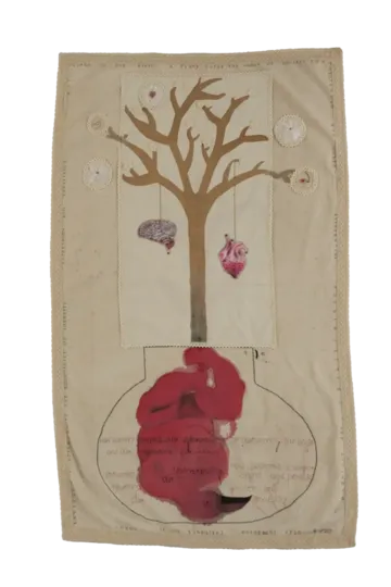 A map of the inner territory by Anup Let - Acrylic, ink and stitching on cloth