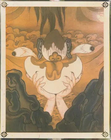 Offering of the five senses by Ayan Biswas - Tricolour gum print on Hahnemühle Platinum Rag