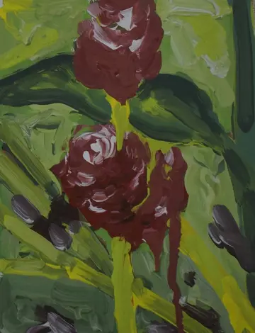 Red ginger shampoo by Rishma Mariya Johnson - Acrylic emulsion on canvas