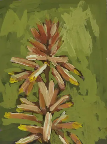 Aloe vera flower by Rishma Mariya Johnson - Acrylic emulsion on canvas