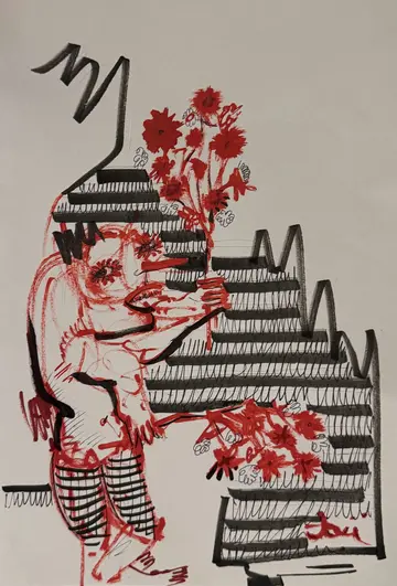 Flowers for no one by Aditiya Singh - Ink and acrylic on paper