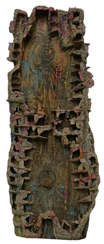 Untitled by Urgain Zawa - Wood, paper-mâché, and color pigment