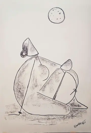 Roti ka khwab by Kartik Tripathi - Charcoal on paper