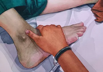 Holding on by Diya Mehta - Watercolor on paper