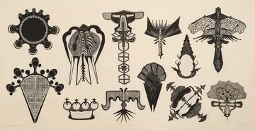 The motifs archive 4 by Avni Bansal - Relief prints collage on Kitakata paper