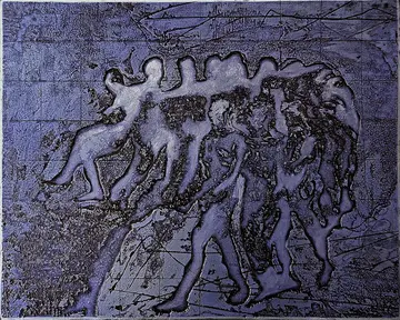 Solitary beings by Spandan Mundhe - Indigo ink on zinc plate