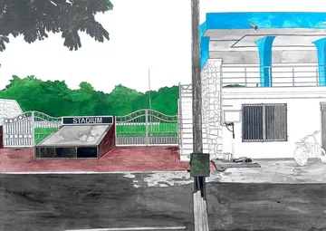 Territories of three: echoes in the landscape I, 17 by Kapil Jangid - Watercolor, photo ink, digital print and graphite on paper
