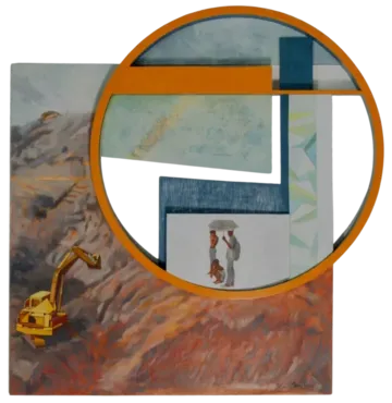 An act of observing 1 by Victor Hazra - Acrylic on rice paper pasted on plywood/MDF board