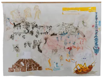 How to be a good cockroach (A family portrait) by Bharathesh G D - Enamel paint (oil) on polythene (PVS) sheet
