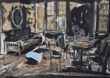 Fragments-I – The space within by Abhishek Narayan Verma - Graphite and gouache color on paper