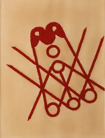 Safety pin II, 7 by Anshu Singh - Beaded embroidery on paper