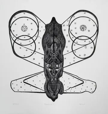 Arrangement series 2 by Avni Bansal - Linocut print on Kozo paper